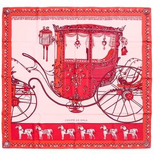 NWT Hermes Scarf Carré Wash 90 "Coupe de Gala" in Red/Orange/Pink